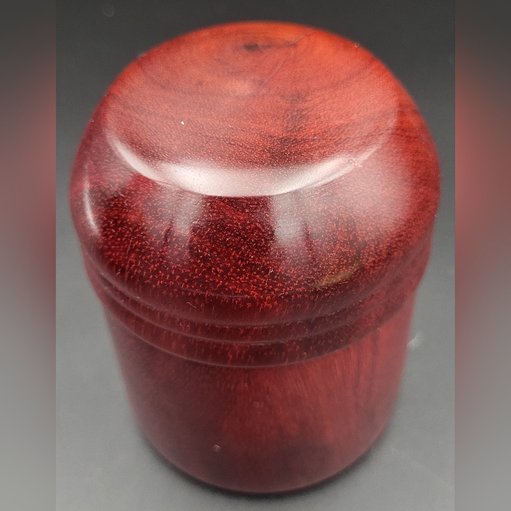 Vintage 2-Piece Hand Turned Red Colored Storage Box~Slide-on Lid - Picture 5 of 8